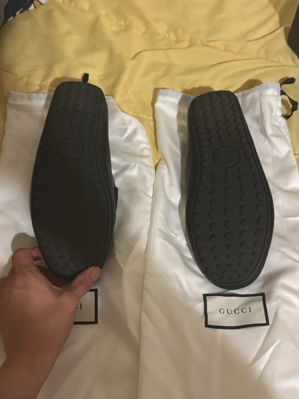 Gucci Brown Leather Penny Loafers with Gold GG Medallion